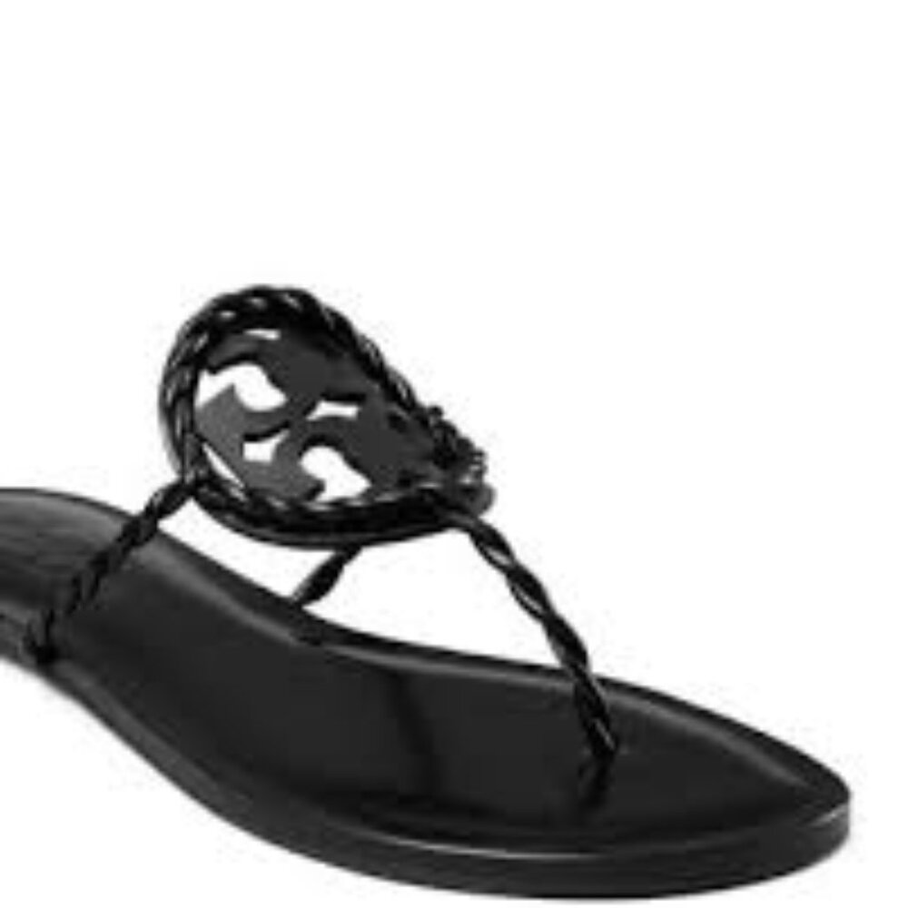 NIB Tory Burch x BonBon  Miller Twist SandaLS   Salty Licorice Twist BLACK